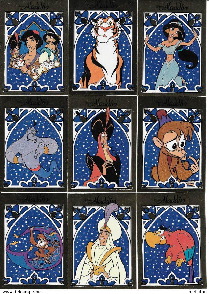 BE60 - SERIE COMPLETE CARTES PANINI - ALADDIN - BORDS DORES - Disney