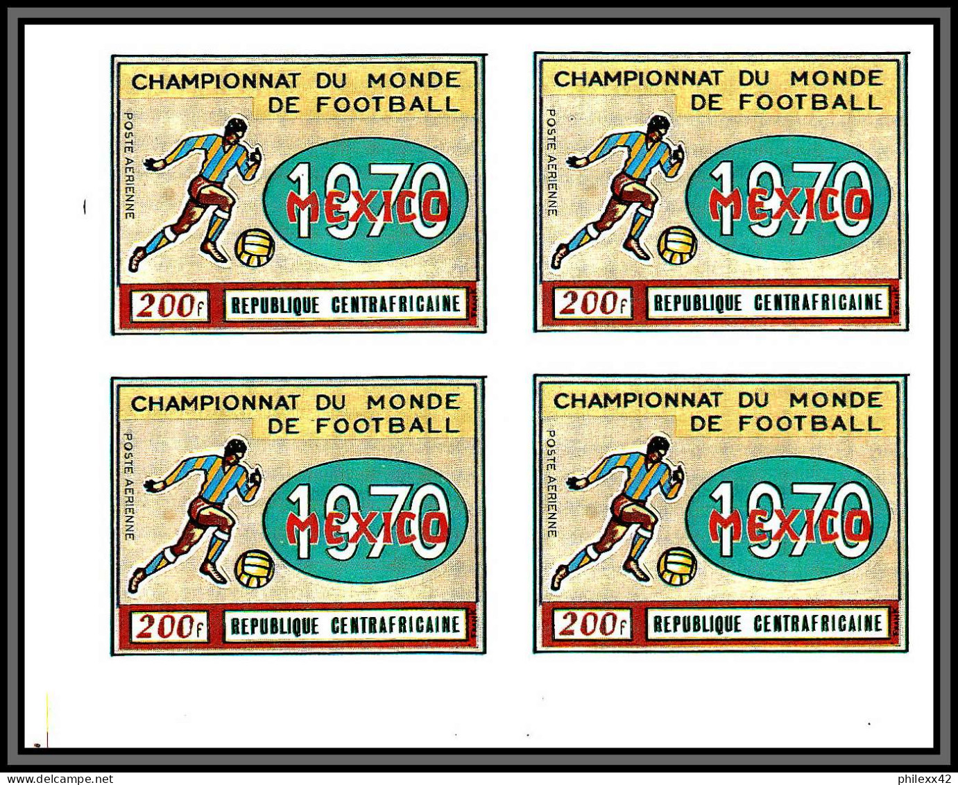 Centrafricaine 015 PA 88 Mexico 1970 World Cup Football Soccer épreuve De Luxe Proof Overprint Chess Echecs Scout Rotary - 1970 – Mexique