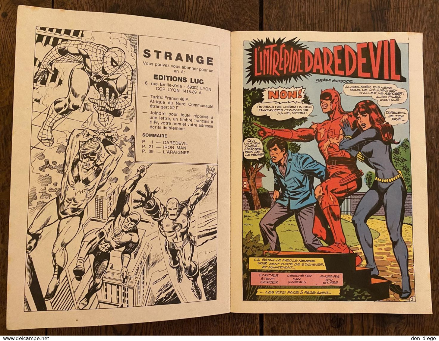 Strange N° 95  5 Novembre 1977  Daredevil  Iron Man  L'Araignée /  Très Bon état - Strange