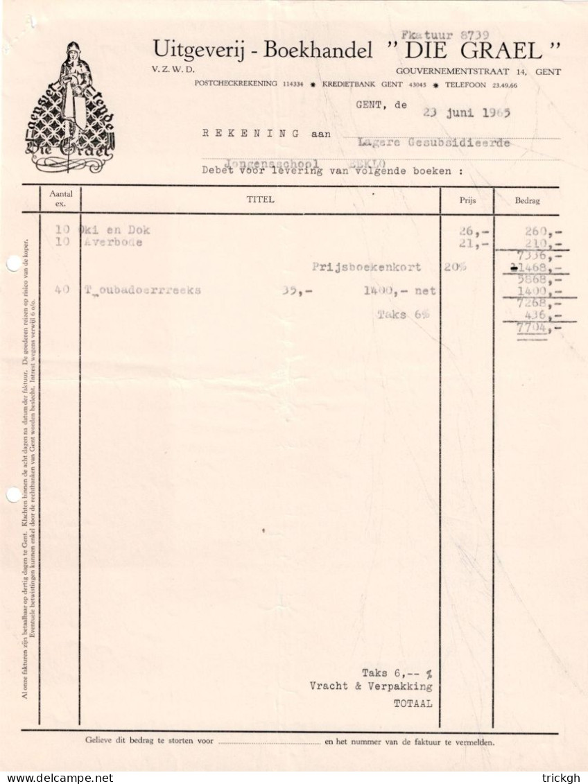 Boekhandel Die Grael Gent 1965 / Livres - Printing & Stationeries
