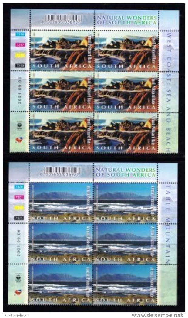 RSA, 2001, MNH Stamps In Control Blocks, MI 1439-1448, Tourism Natural Wonders ,  X679 - Neufs