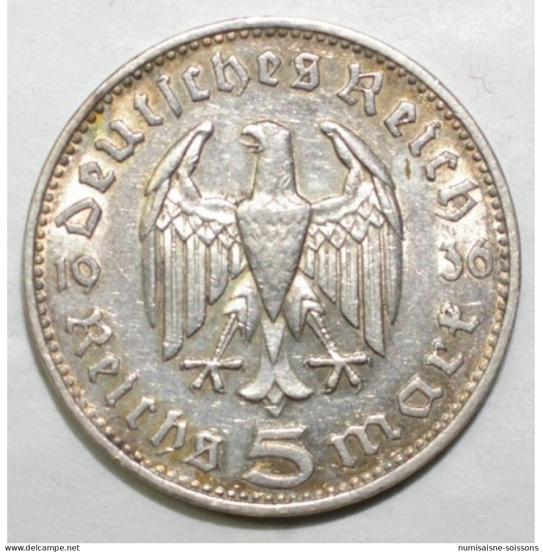 ALLEMAGNE - KM 86 - 5 REICHSMARK 1936 F - Stuttgart - Paul Von Hindenburg - TTB - 5 Reichsmark