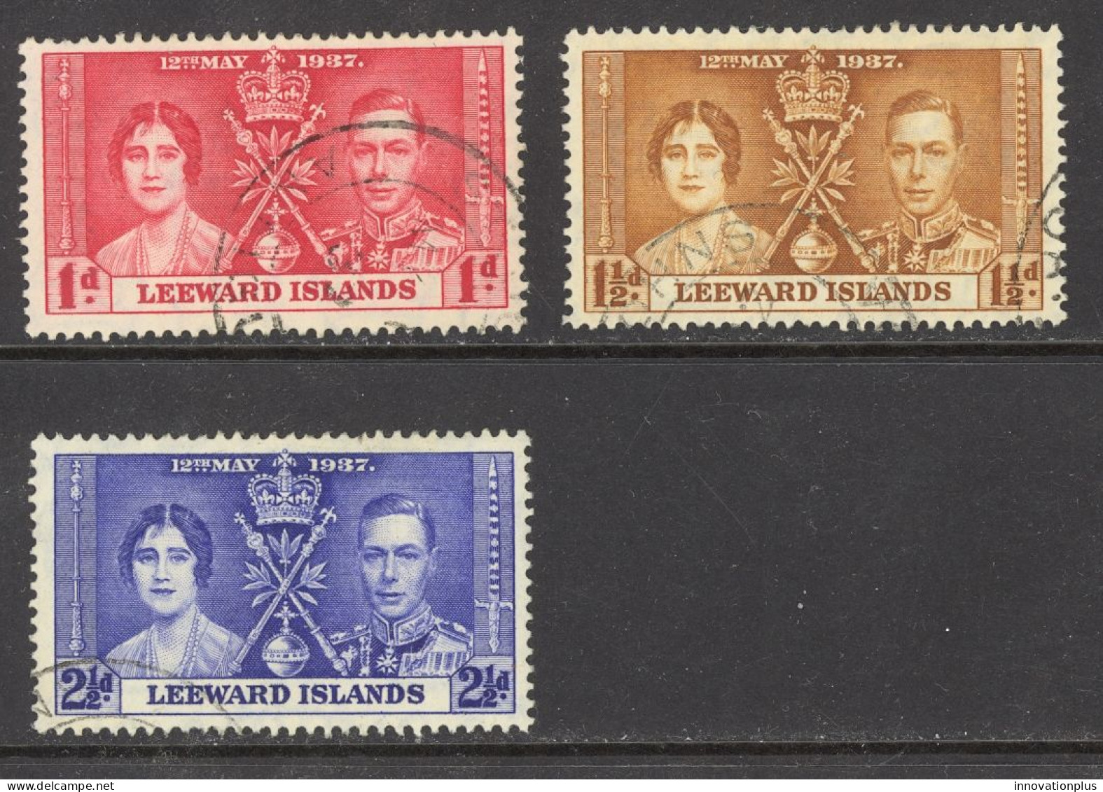 Leeward Islands Sc# 100-102 Used 1937 1p-2½p Coronation Issue - Leeward  Islands