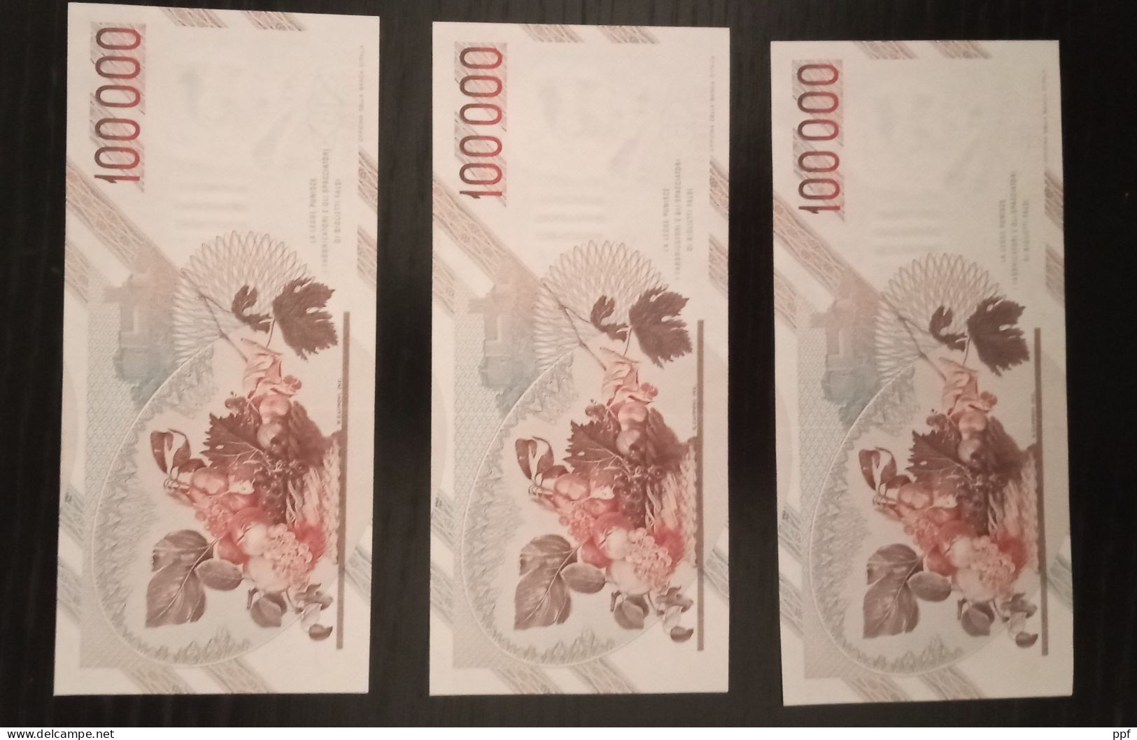 Tre Banconote Da 100.000 Lire Anni 90 Non Circolate Con Numero Seriale Sequenziale. - Collections