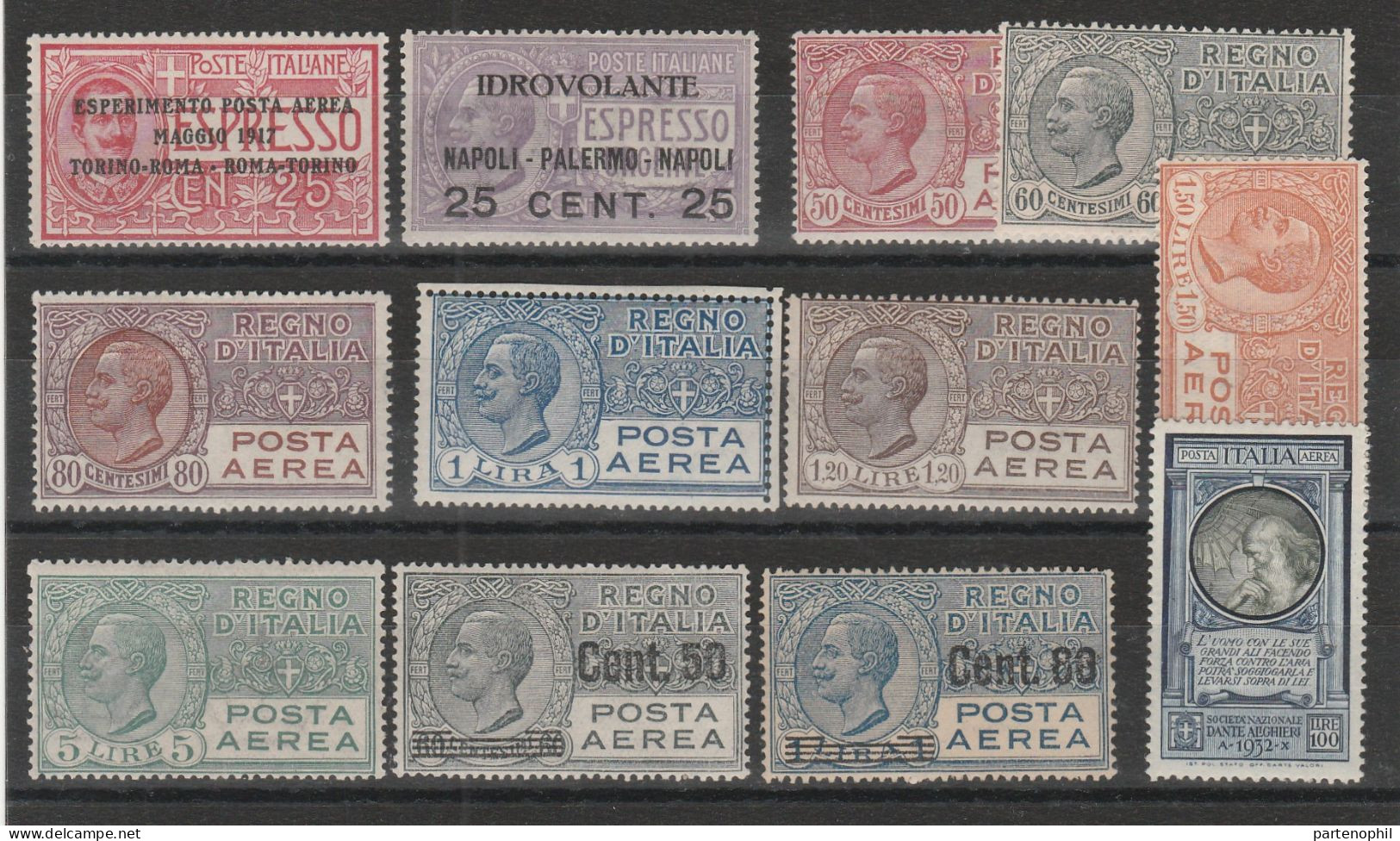 153 Italia Regno Posta Aerea -  1917/27 - Le Serie N. 1/9 + 41 Cat. € 1320,00. MNH - Correo Aéreo