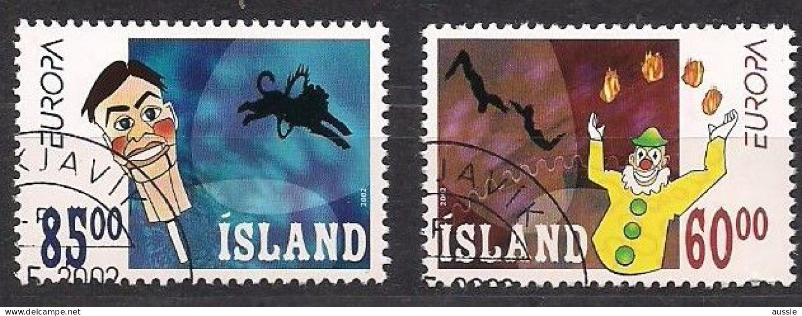 Islande Ijsland CEPT 2002 Yvertn° 937-38 (°)  Oblitéré Used Cote 5 € Le Cirque Circus - 2002