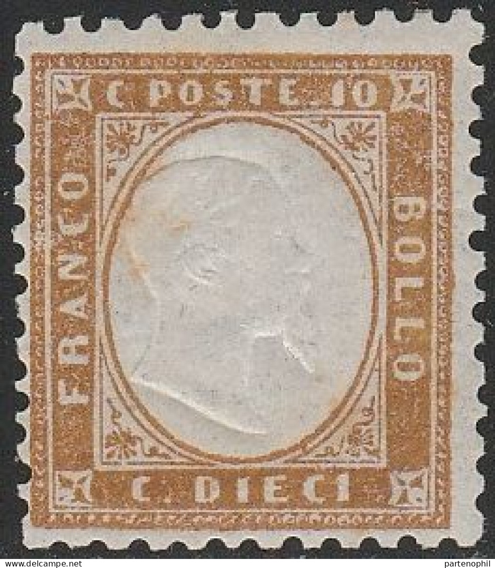 107  Italia Regno 1862 - 10 C. Bistro N. 1f. Cert. Oliva. Cat. € 12000,00. MNH - Gebraucht