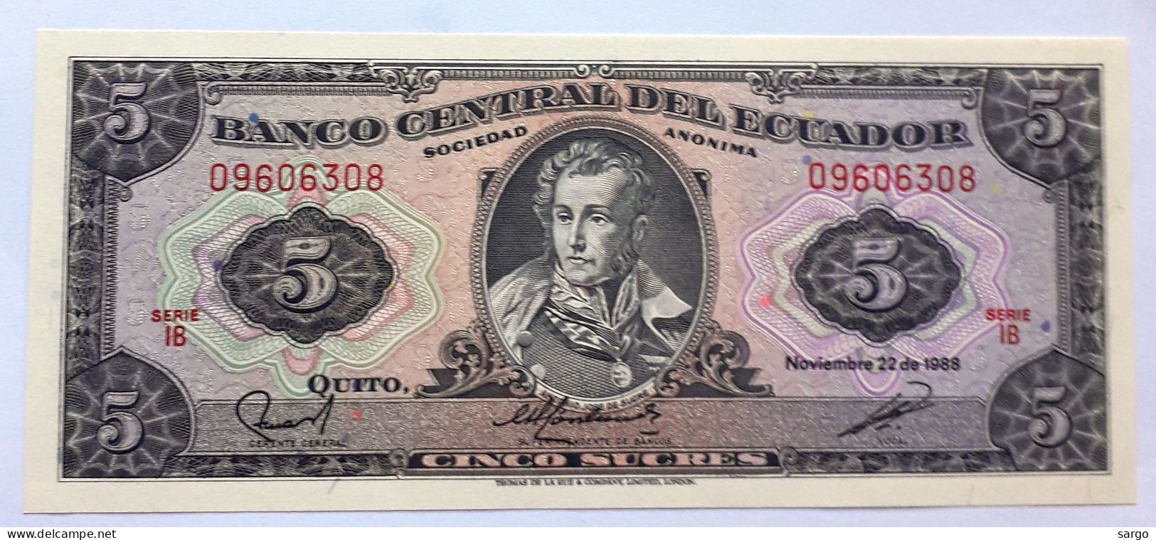 ECUADOR - 5 SUCRES  - 1988 - UNC - P 113 - BANKNOTES - PAPER MONEY - CARTAMONETA - - Ecuador