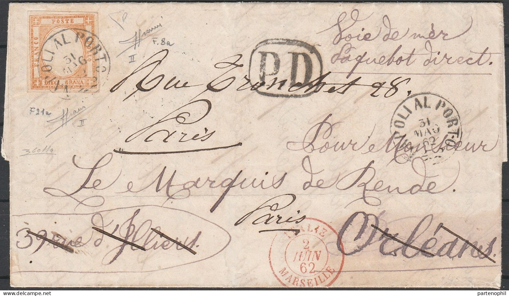 10 - Province Napoletane - Lettera Spedita Da Napoli Per Orleans E Rispedita A Parigi In Data 31/5/1862 Affrancata Falso - Neapel