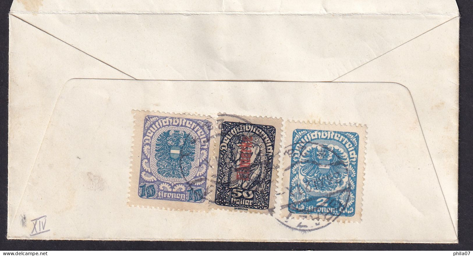 AUSTRIA - Letter Sent By Registered Mail Loco Graz 28.12.1921. Franking On The Back Of Letter With Three Stamps / 3 Scan - Lettres & Documents