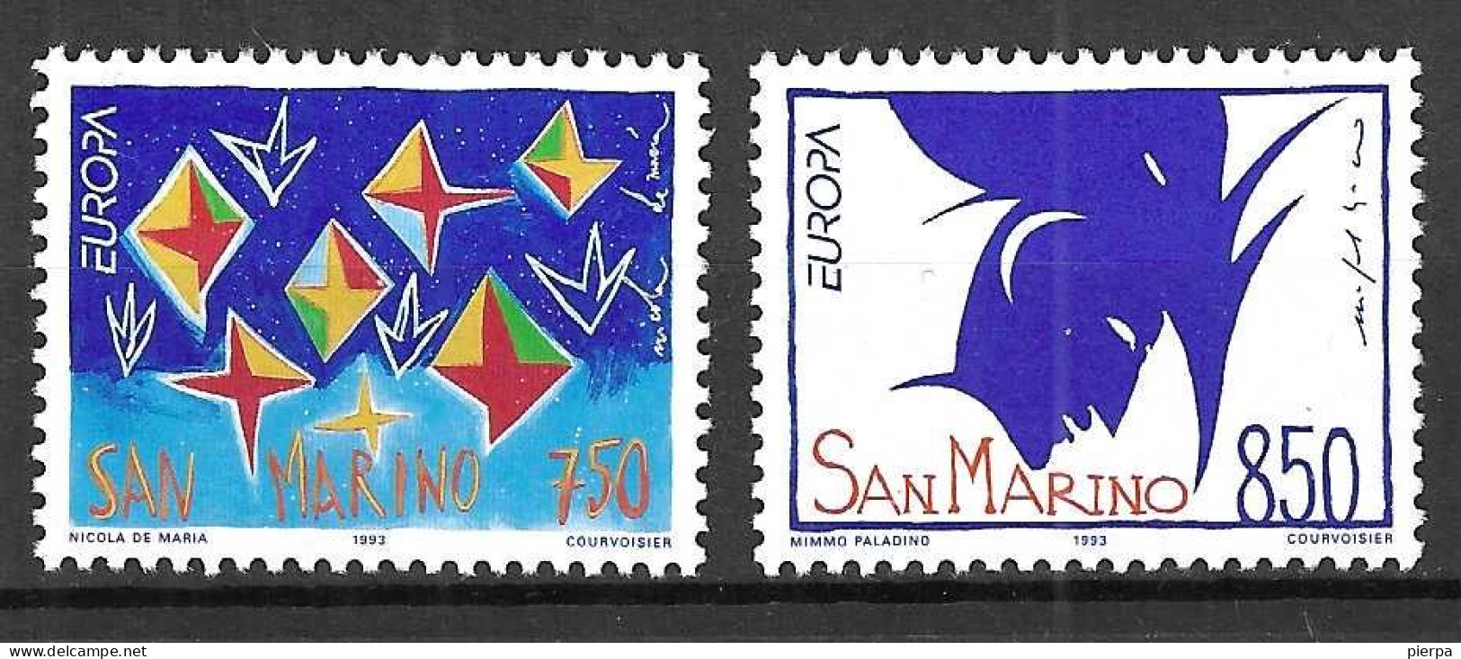 SAN MARINO - 1993 - EUROPA -ARTE CONTEMPORANEA -SERIE 2 VALORI - NUOVO MNH**( YVERT 1322\3 - MICHEL 1523\4 - SS  1372\3) - Airmail