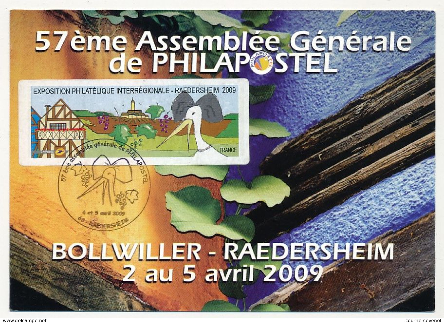 FRANCE - Carte Commémorative 57ème Assemblée Générale De Philapostel - Raedersheim 2/5 Avril 2009 - Etiquette ATM - 2010-... Abgebildete Automatenmarke