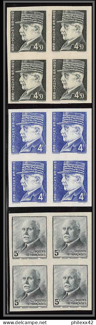 France N°505 / 524 serie marechal petain bloc 4 complet RRR 88 timbres Non dentelé ** MNH (Imperf) 