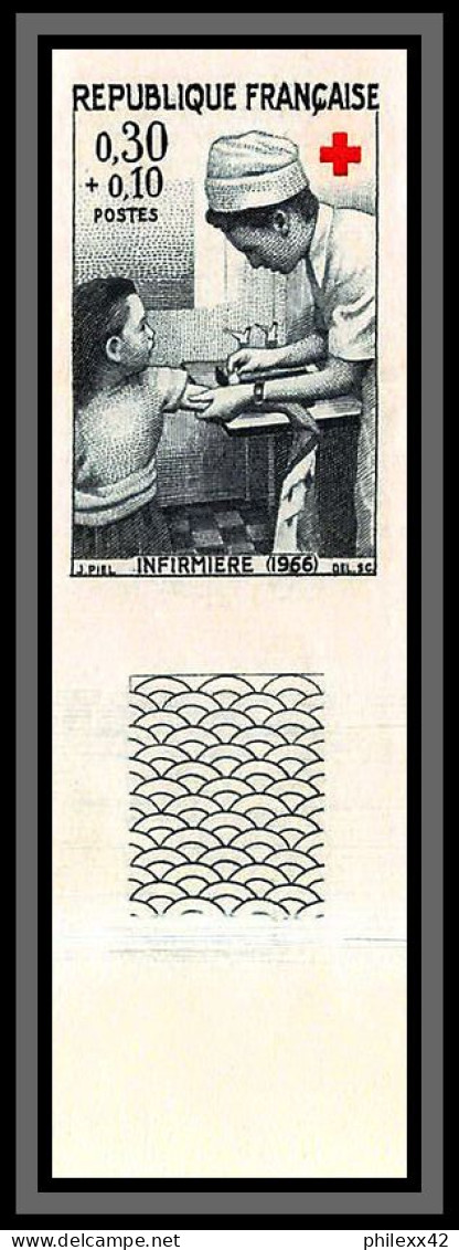 France N°1508/1509 Croix Rouge (red Cross) 1966 Ambulancière Non Dentelé ** MNH (Imperf) Bord De Feuille - 1961-1970