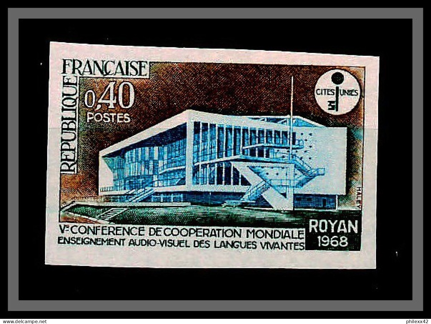 France N°1554 Enseignement Audiovisuel Royan 1968 Non Dentelé ** MNH (Imperf) - 1961-1970