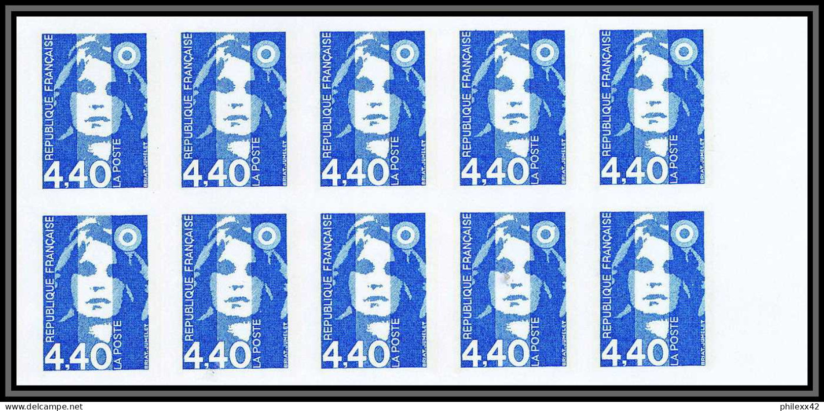 France N°2820 / 2822 Mariane Du Bicentenaire Non Dentelé ** MNH (Imperf) Bloc 10 RRR Cote +500 - 1991-2000