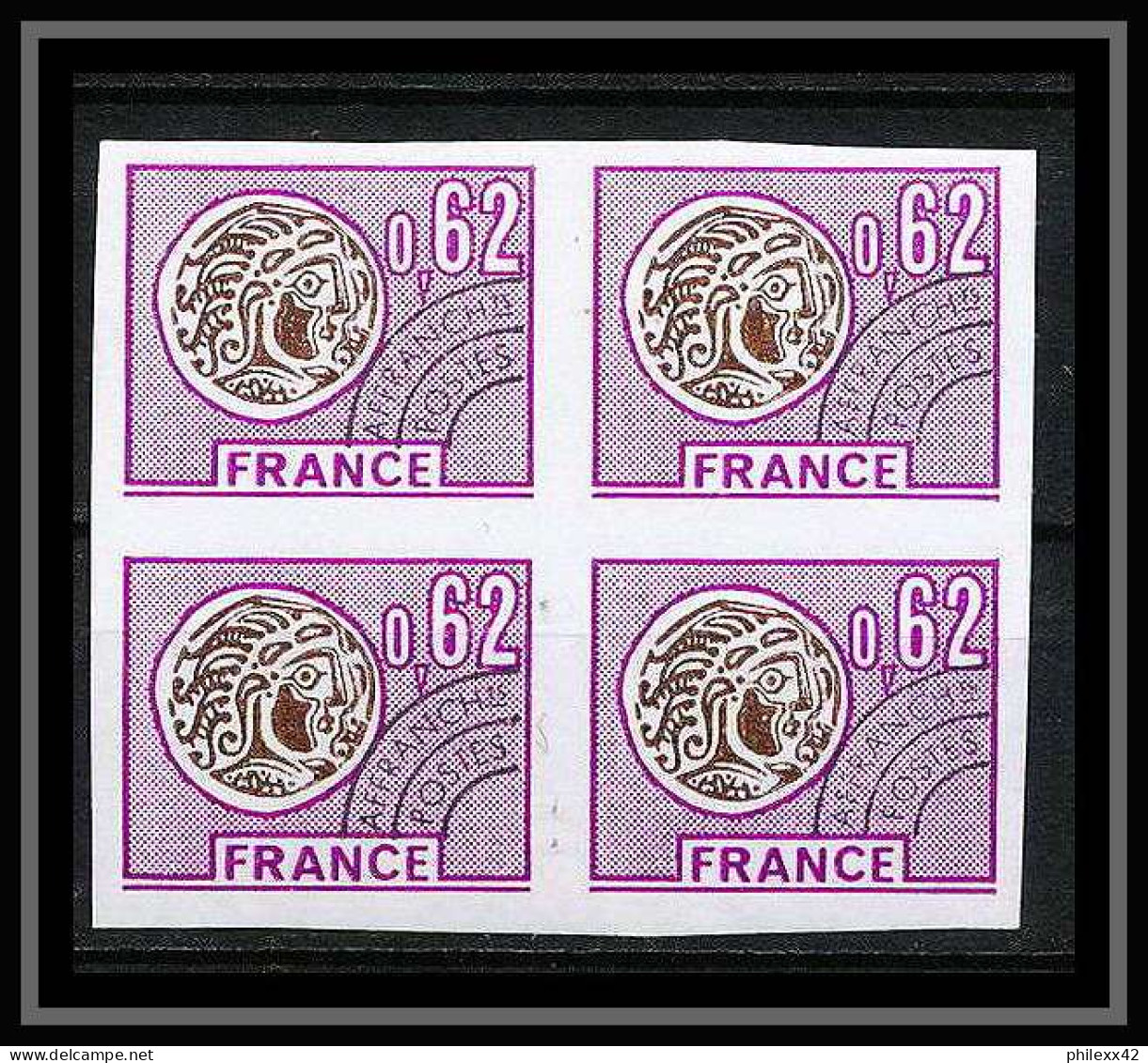 France Préoblitere PREO N°141 Bloc De 4 Monnaie Gauloise (coin) Non Dentelé ** MNH (Imperf) - 1971-1980