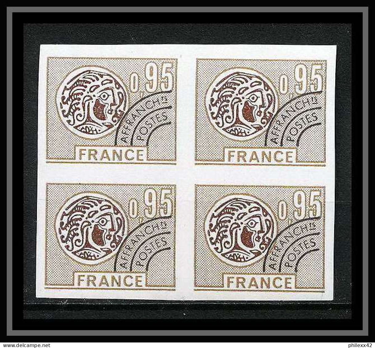 France Préoblitere PREO N°143 Bloc De 4 Monnaie Gauloise Non Dentelé ** MNH (Imperf) - 1971-1980