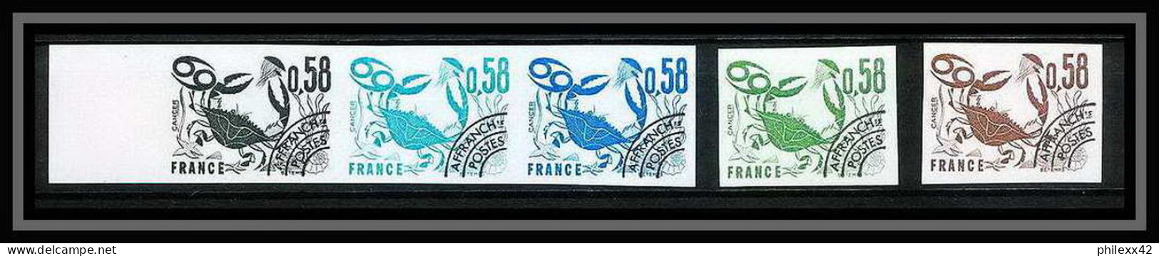France Préoblitere PREO N°150 Cancer Signe Zodiaque Zodiac Sign Lot De 5 Essai Proof Non Dentelé Imperf ** - Color Proofs 1945-…