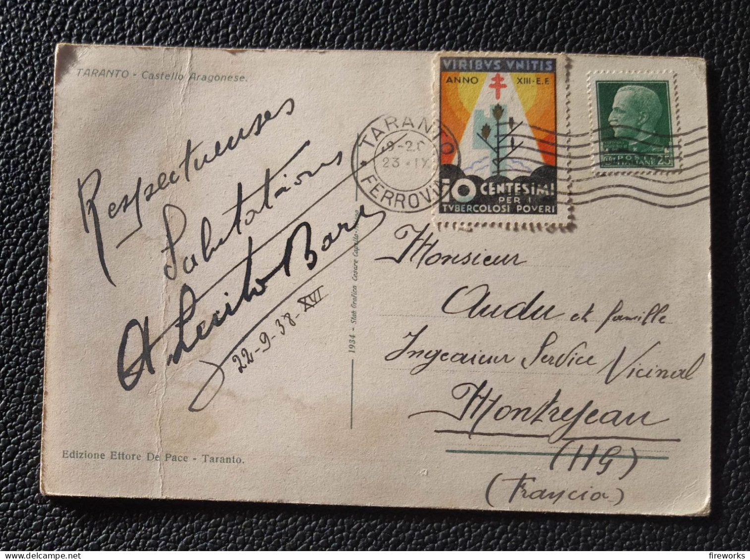 1938 - CPA  TARENTO - ESPAGNE - CASTELLO ARAGONESE - Other & Unclassified