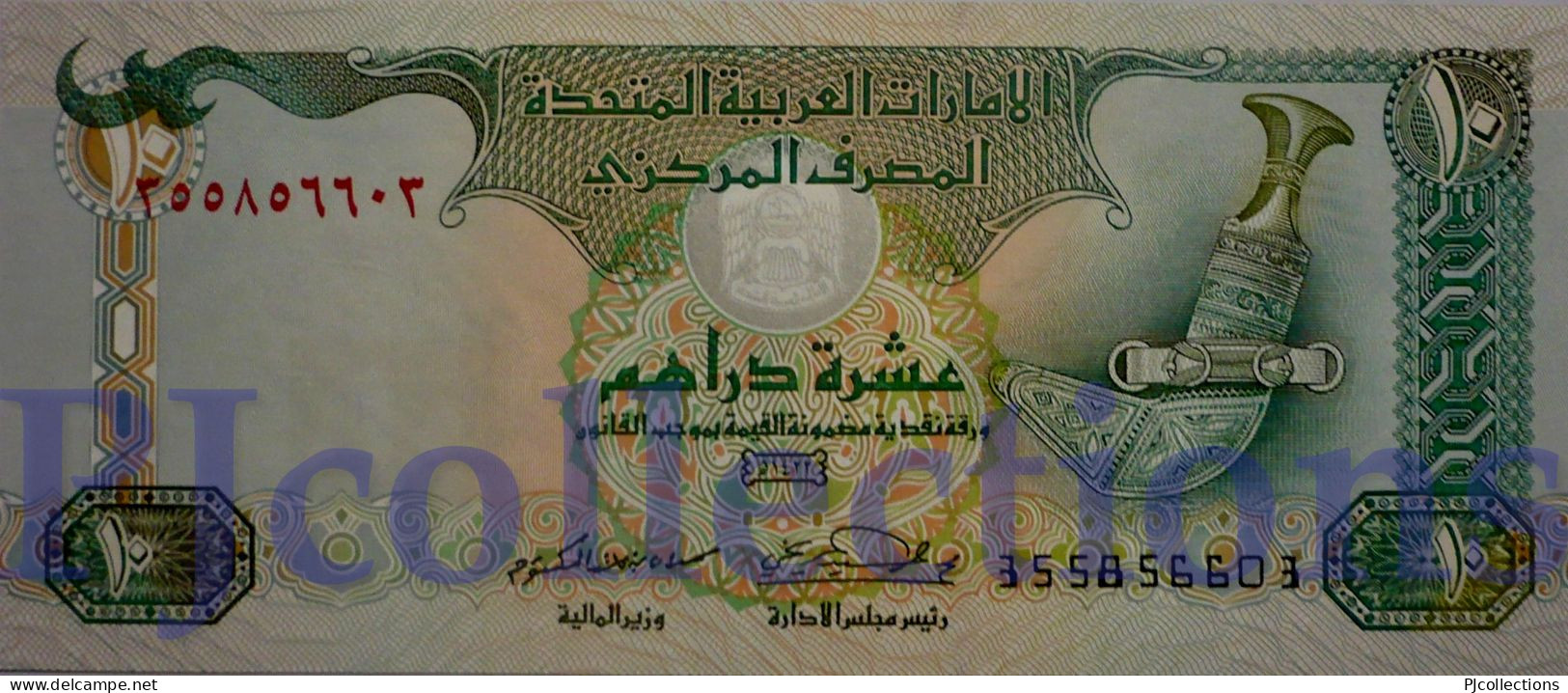 UNITED ARAB EMIRATES 10 DIRHAMS 2001 PICK 20b UNC - Ver. Arab. Emirate