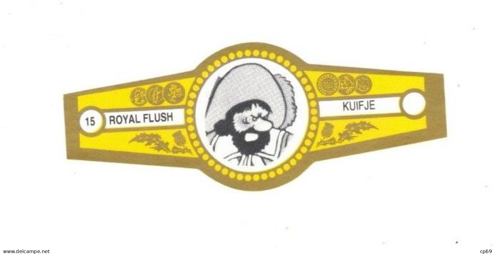 15) Bague De Cigare Série Tintin Jaune Dorée Royal Flush Kuifje Chevalier François De Hadoque En Superbe.Etat - Advertisement