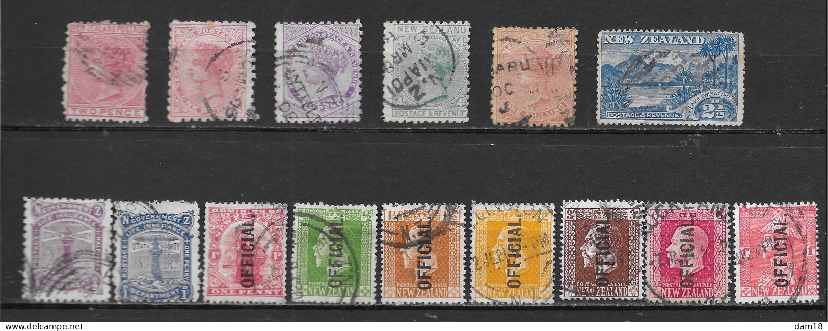 NOUVELLE ZELANDE  Lot De 6 Timbres Poste Et 9 Timbres De Service Côte 87,70 Euros - Collections, Lots & Séries