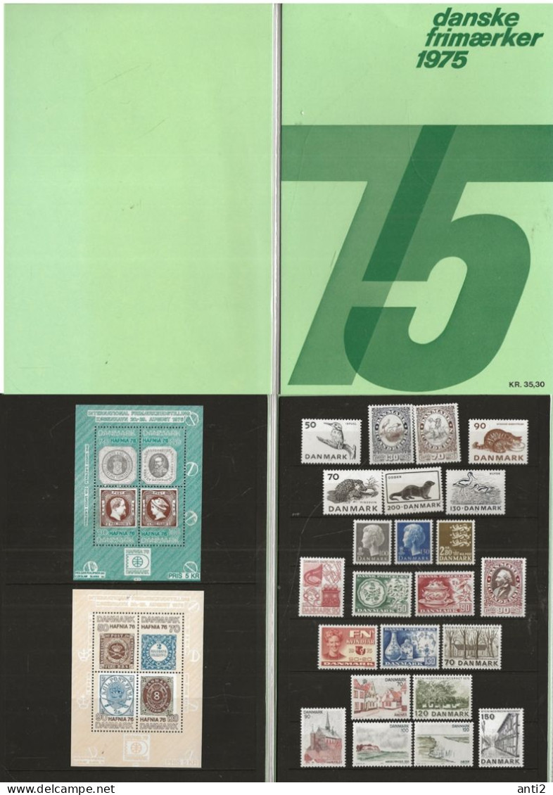 Denmark 1975 Year Set Of All Stamps Issued 1975   Mi 571-610   Bloc 1-2 MNH(**) - Unused Stamps