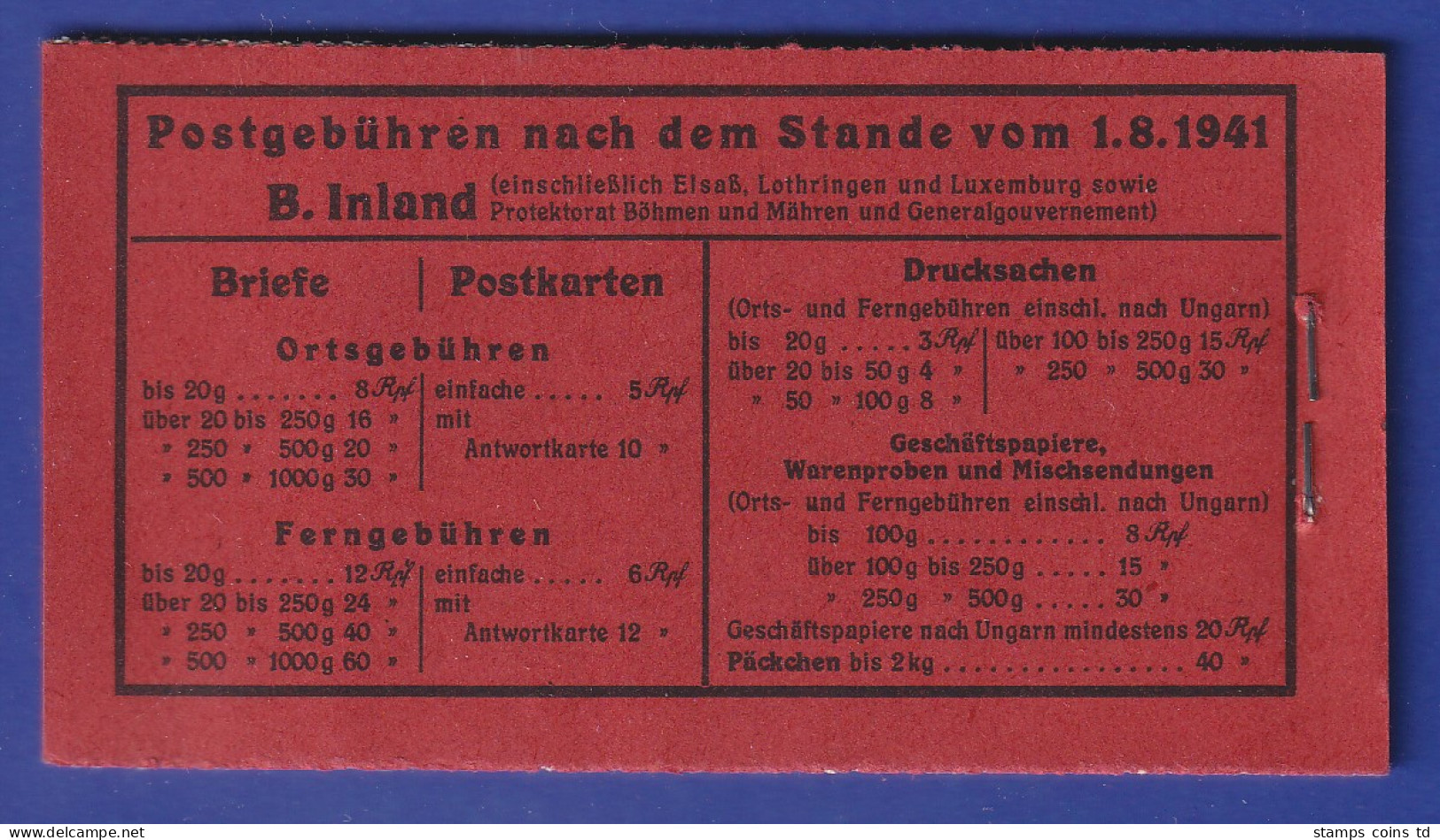 Deutsches Reich 1941 Markenheftchen Mi.-Nr. 48.3 Postfrisch ** - Markenheftchen