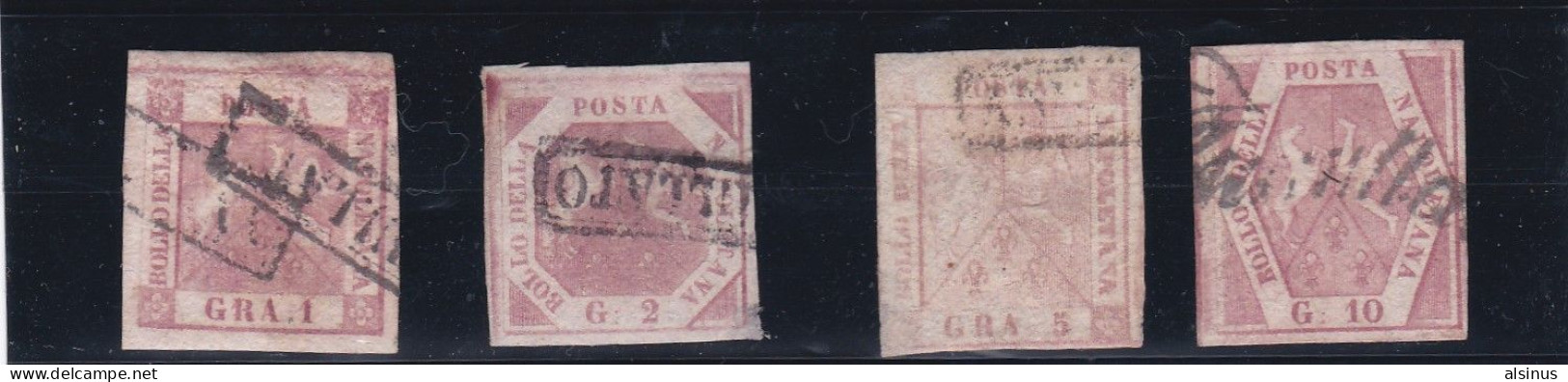 ITALIE - NAPLES - 1858 - N° 2 1G ROSE - N° 3 2G ROSE - N° 4 5G ROSE - N° 5 10G ROSE - OBLITERES - Neapel