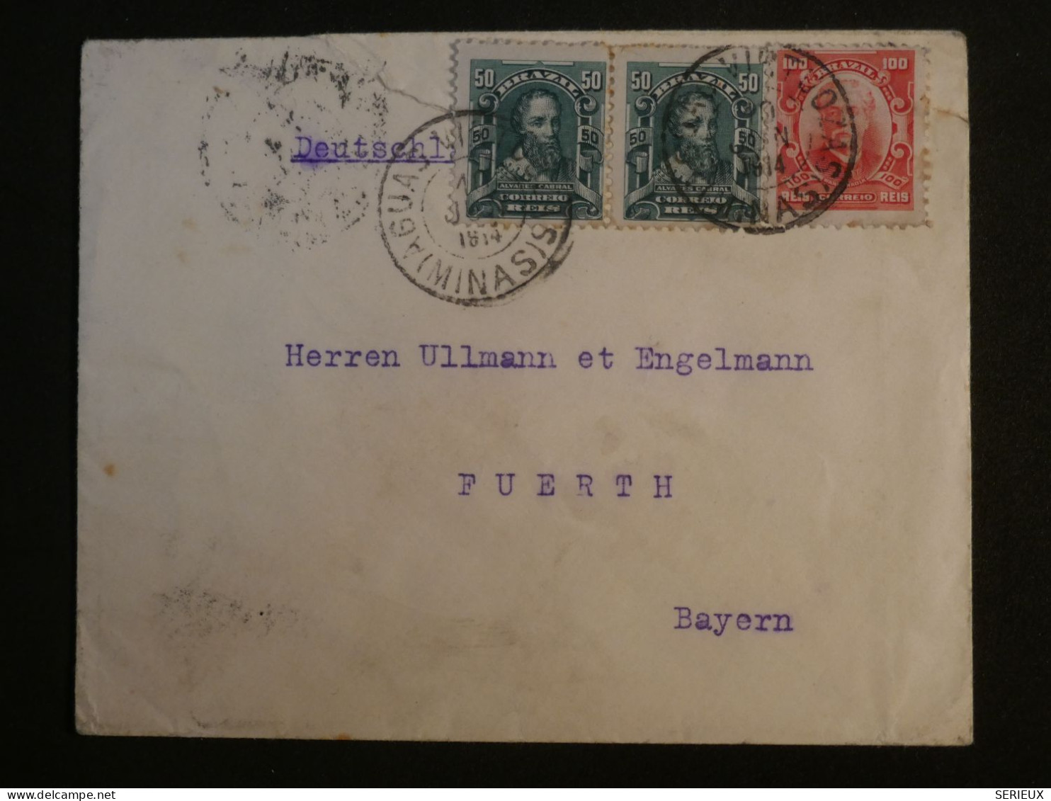 DI 10 BRESIL  BELLE  LETTRE  1914    A  FUERTH BAYERN   GERMANY  + PAIRE DE TP + AFF. INTERESSANT+++ - Covers & Documents