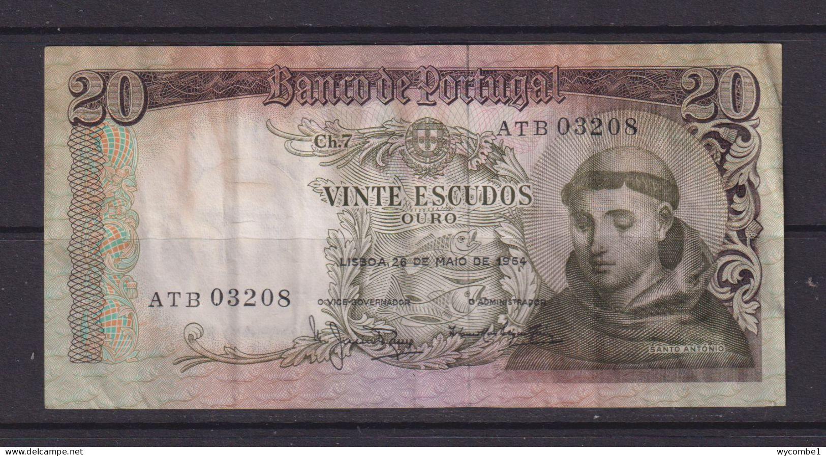 PORTUGAL -  1964 20 Escudos Circulated Banknote - Portugal