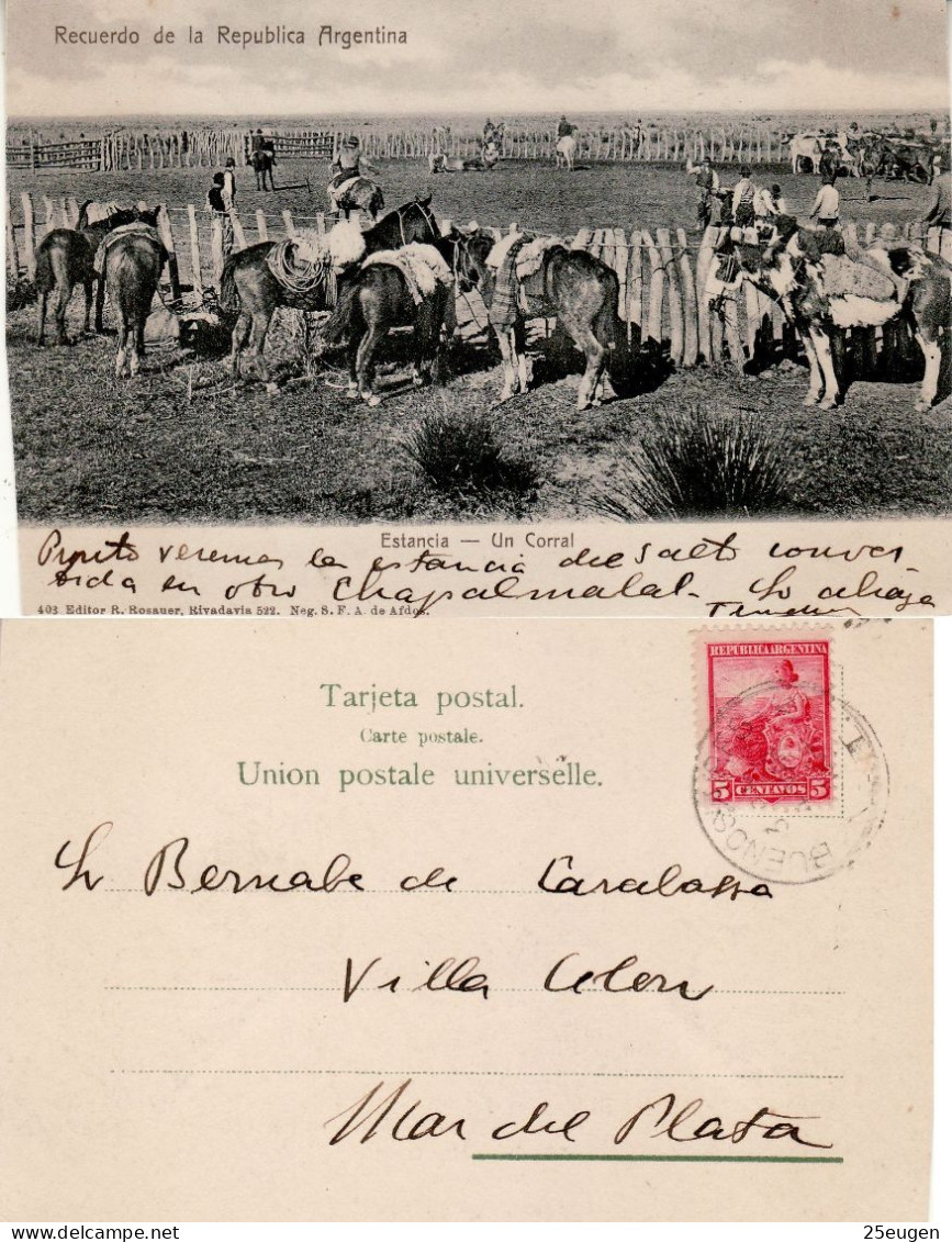 ARGENTINA 1904 POSTCARD SENT TO MAR DEL PLATA - Briefe U. Dokumente