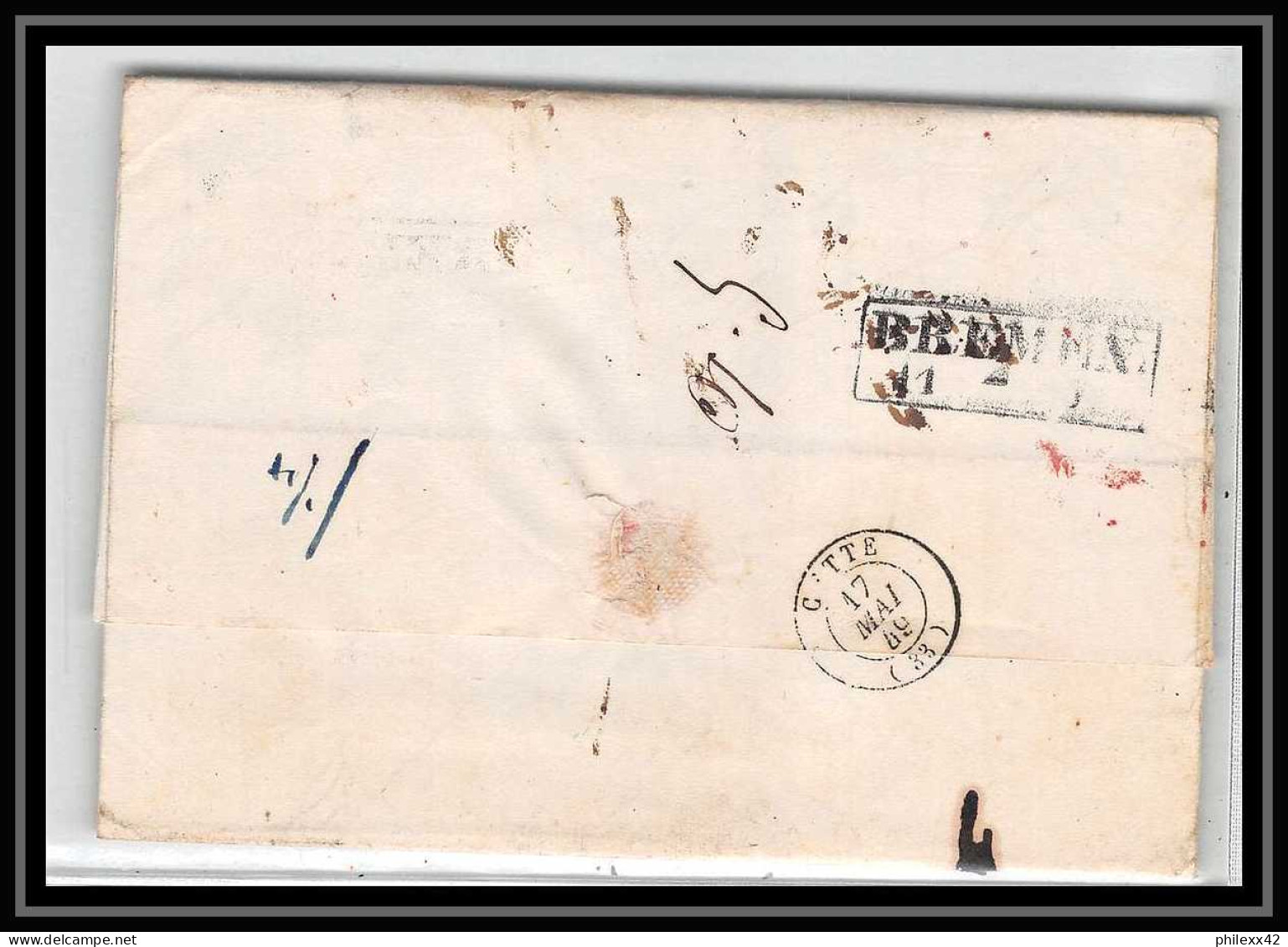 41335 Lettre LAC Allemagne Deutschland Varel Bremen Prusse VALENCIENNES 1849 Cette Herault France Marque D'entree - Entry Postmarks