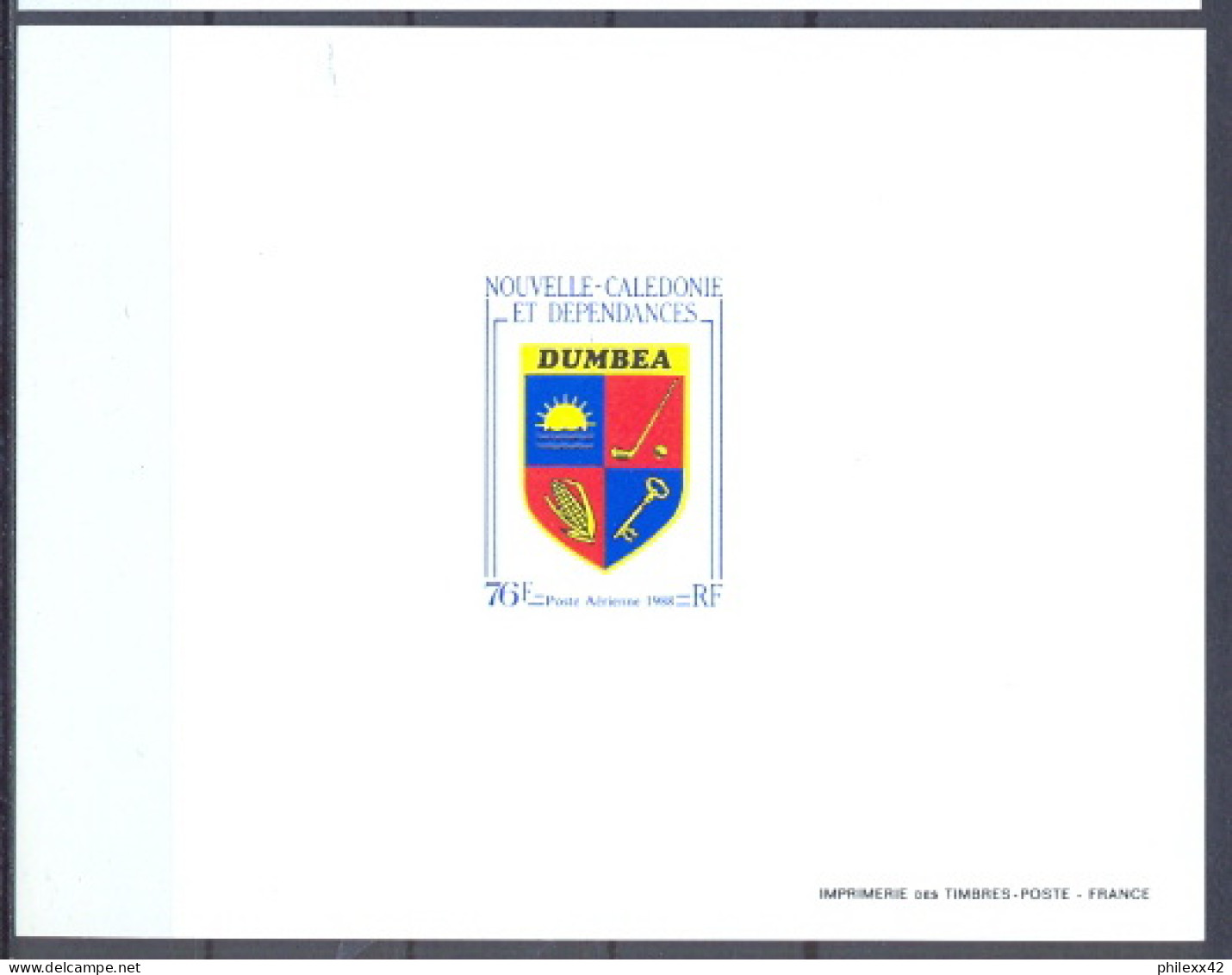 Nouvelle Calédonie épreuve De Luxe / Deluxe Proof + FDC Premier Jour Poste Aérienne N° 257 Armoiries De Dumbéa Blason - Geschnittene, Druckproben Und Abarten