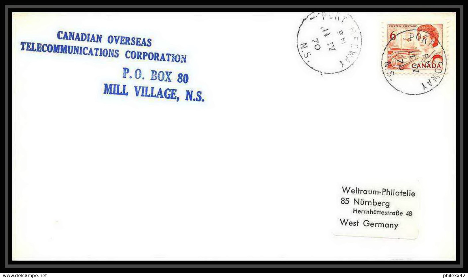5801/ Espace (space) Lettre (cover) 11/4/1970 Overseas Telecommunications Corporation Mill Canada - Amérique Du Nord