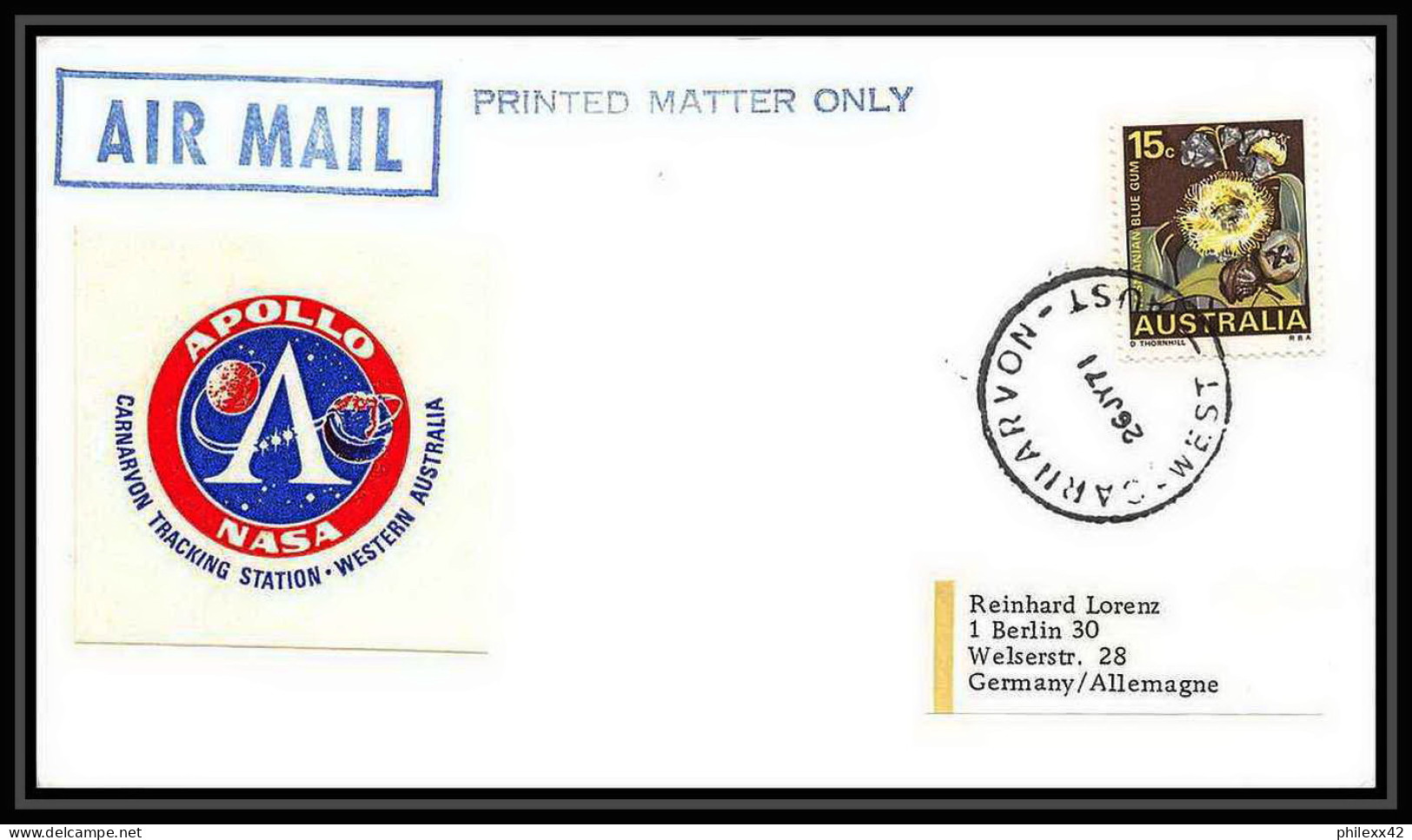 6135/ Espace (space Raumfahrt) Lettre (cover Briefe) 26/7/1971 Apollo 15 Australie (australia)  - Oceanía