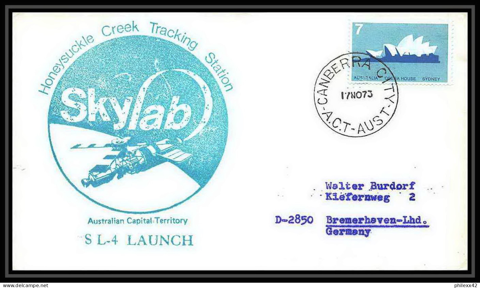 7024/ Espace (space Raumfahrt) Lettre (cover Briefe) 17/11/1973 Skylab 4 Launch Canberra Australie (australia) - Oceanía