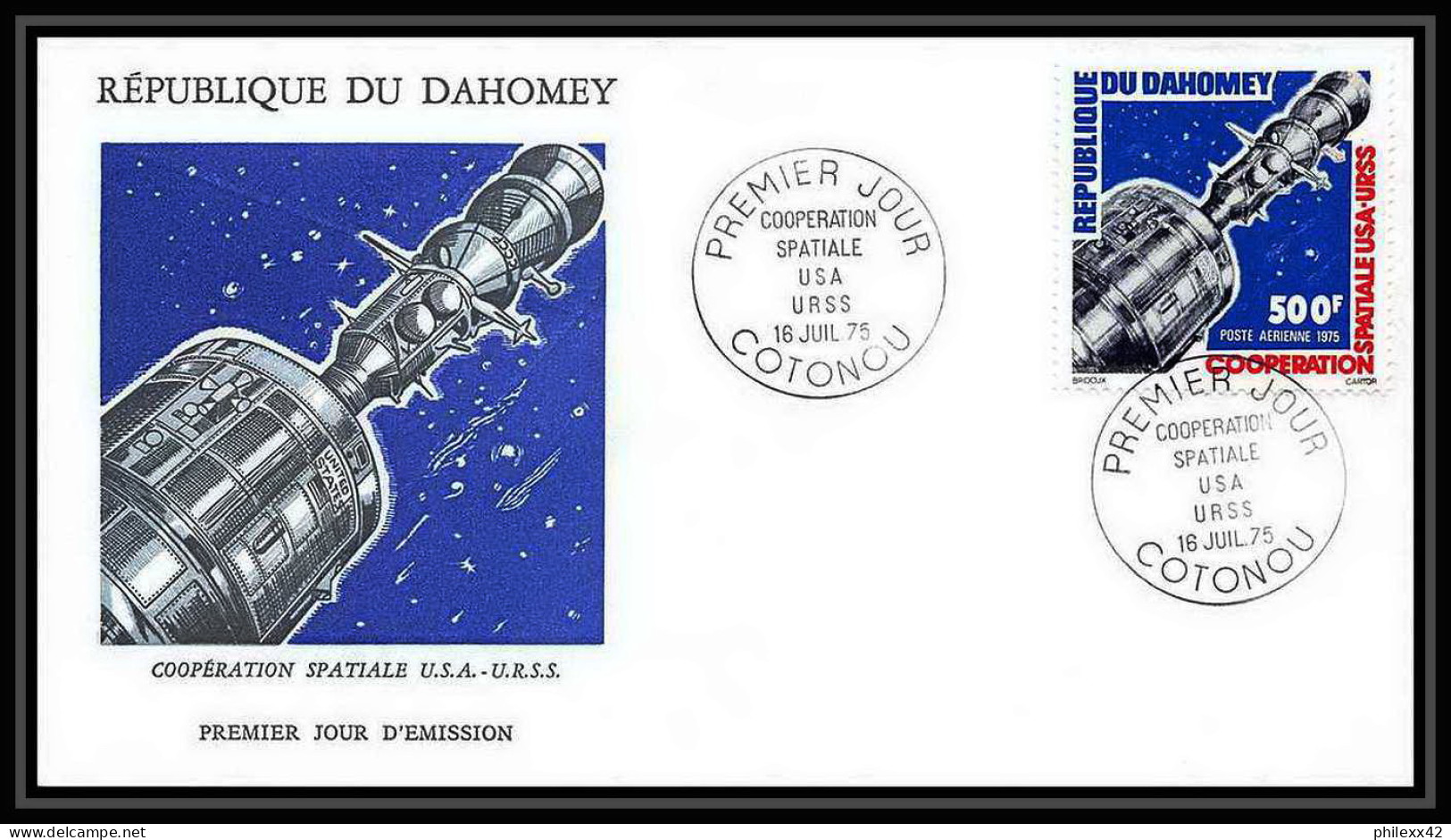 7642/ Espace (space Raumfahrt) Lettre (cover Briefe) 16/7/1975 Coopération Spaciale Usa Urss Fdc Dahomey - Afrique