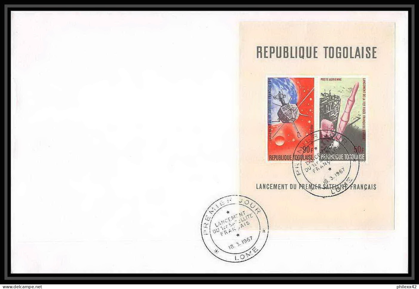 11461/ Espace (space Raumfahrt) Lettre (cover) Fdc Lancement Du Premier Satelitte Francais Togo 18/3/1967 - Afrique