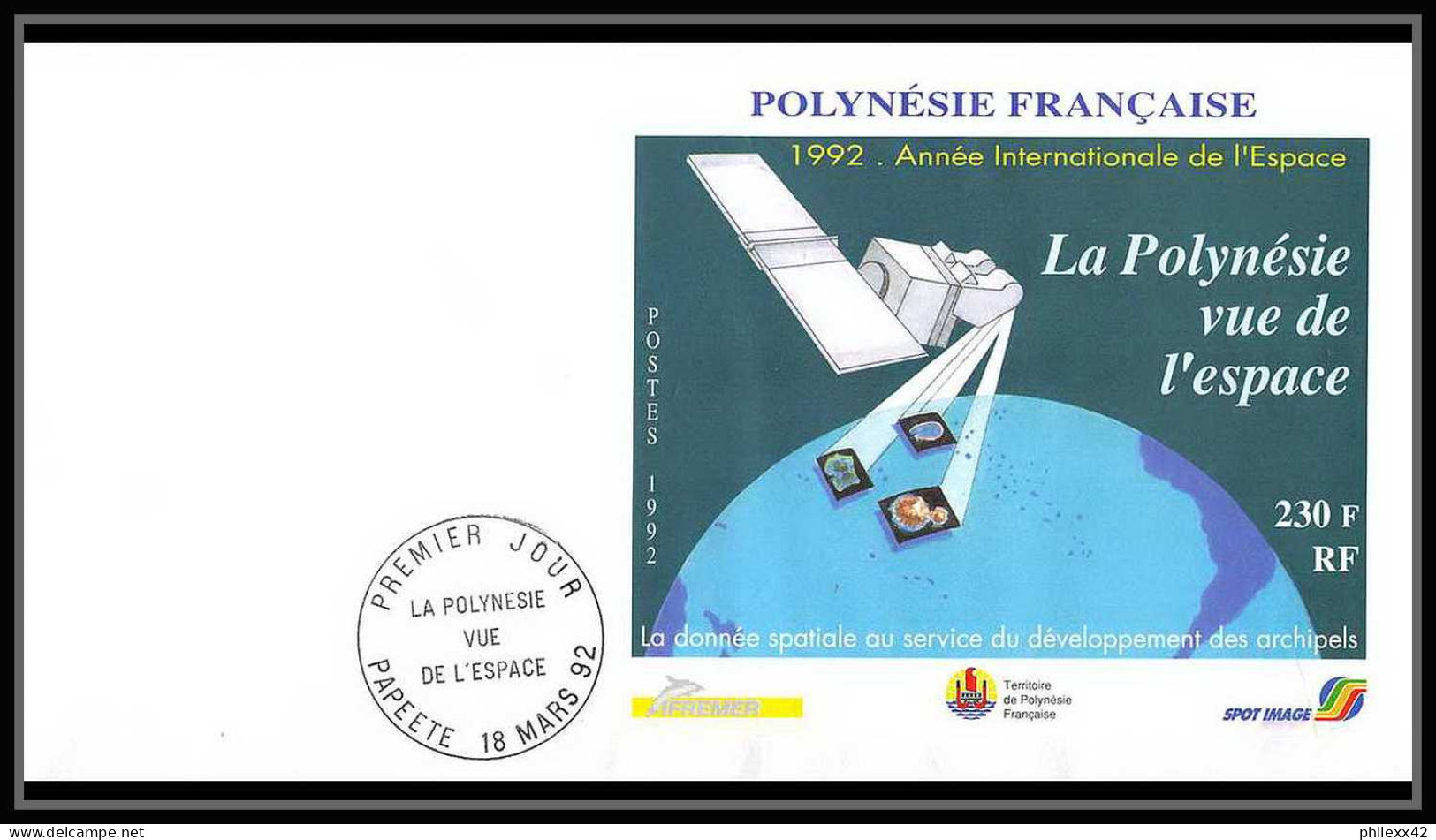 12000 Polynesie Vue De L'espace 1992 (Polynesia) Espace (space Raumfahrt) Lettre (cover Briefe) - Oceanía