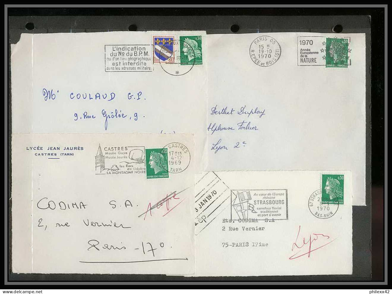13035 Lot De 40 De Lettres N°1536A Marianne De Cheffer (lettre Enveloppe Courrier) Voir Photos - 1967-1970 Marianne Van Cheffer