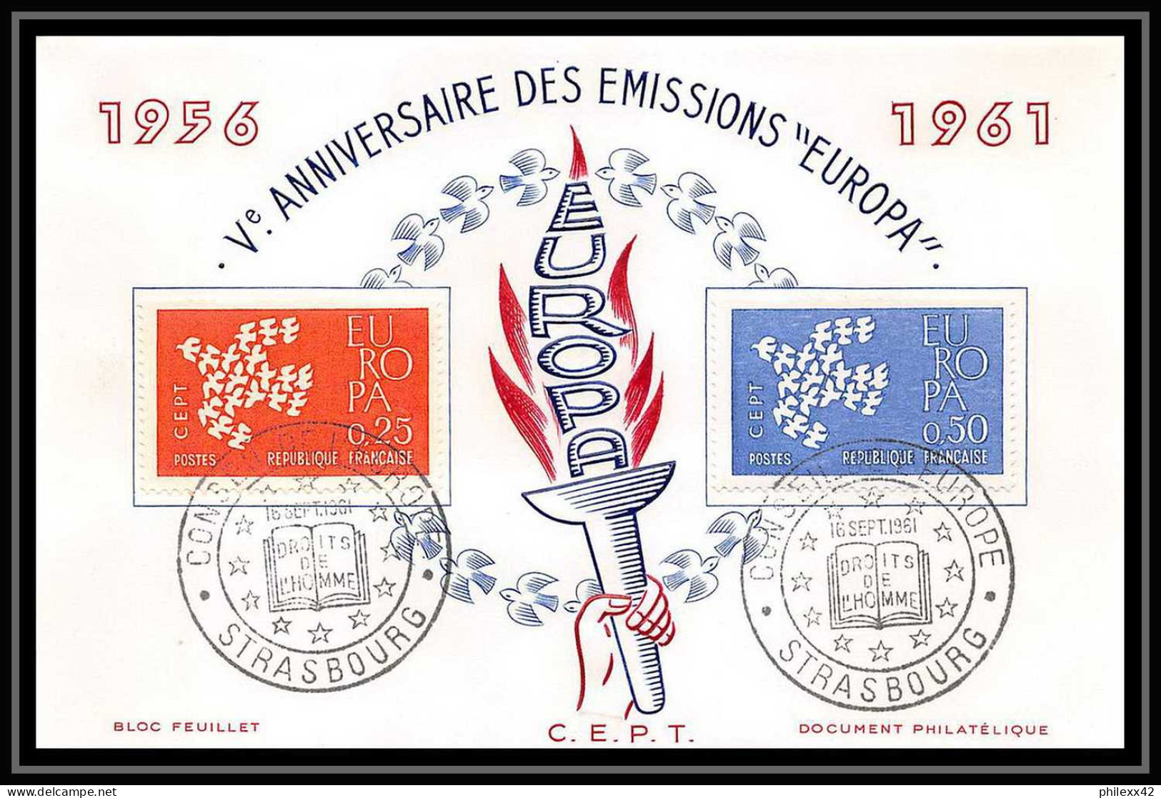 16886 - France Lettre Premier jour (fdc cover) N° 1309 /1310 17 lettres différentes collection rare europa 1961