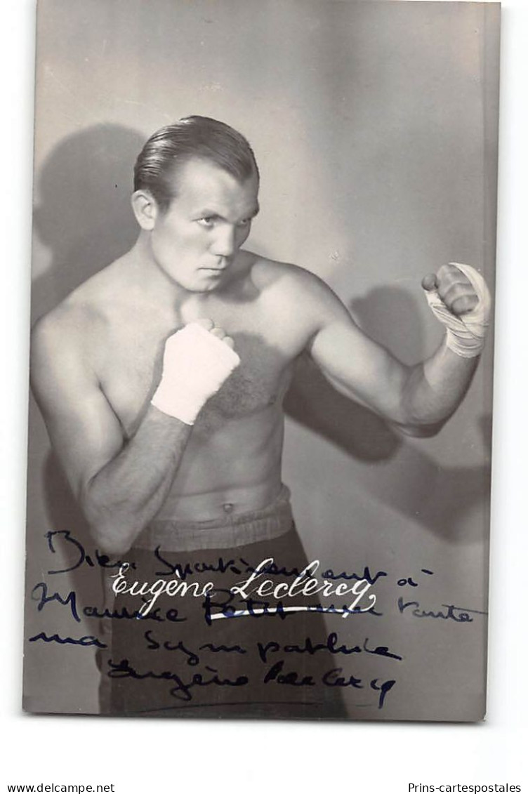 Photo Format Cpa Boxe Eugene Leclerc Avec Autographe - Boksen