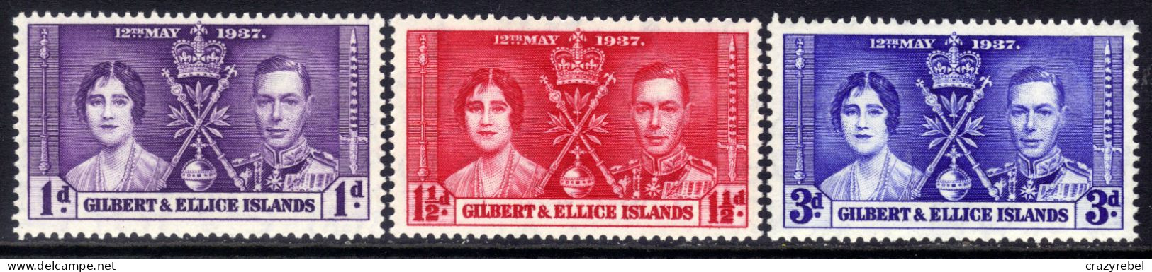 Gilbert & Ellice 1937 KGV1 Set Coronation Umm SG 40 - 42 ( J510 ) - Gilbert & Ellice Islands (...-1979)