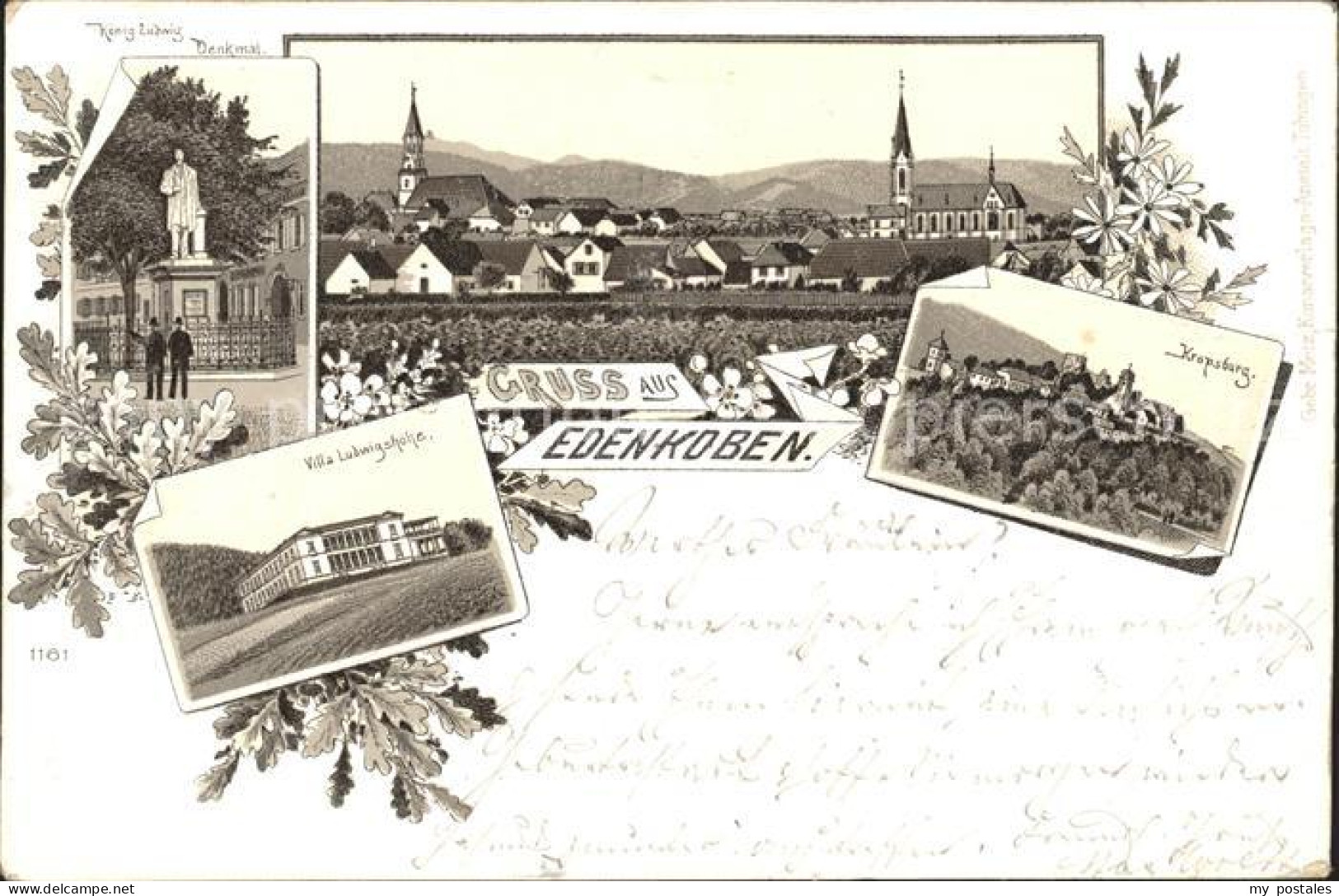 41791930 Edenkoben Ortsansicht Mit Kirche Koenig Ludwig Denkmal Kropsburg Villa  - Edenkoben