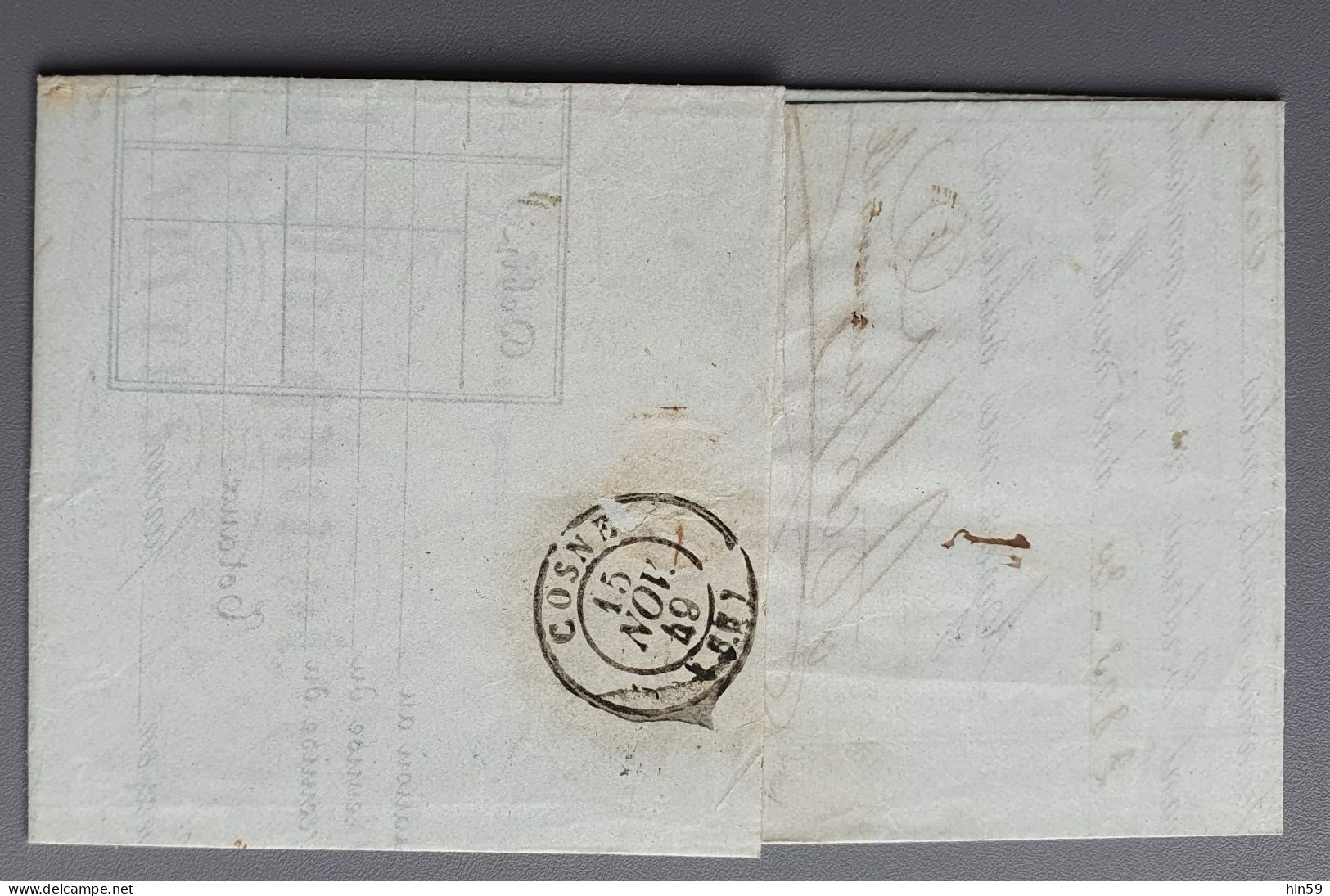 L107 LETTRE 1849 Banque JACQUINOT à Bque DUGUE & CHENOU Timbre à Date Type 13 NEVERS COSNE Taxée à 10 Décimes - Non Classés