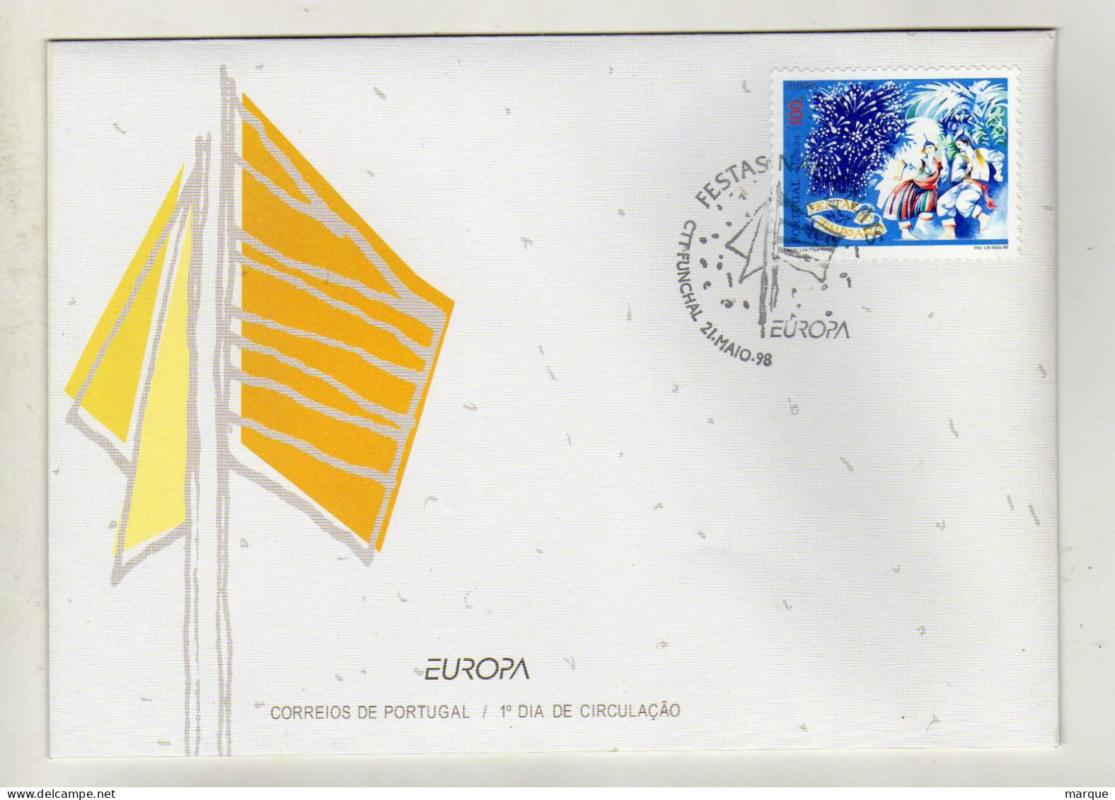 Enveloppe 1er Jour PORTUGAL Oblitération CTT FUNCHAL 21/05/1998 - FDC