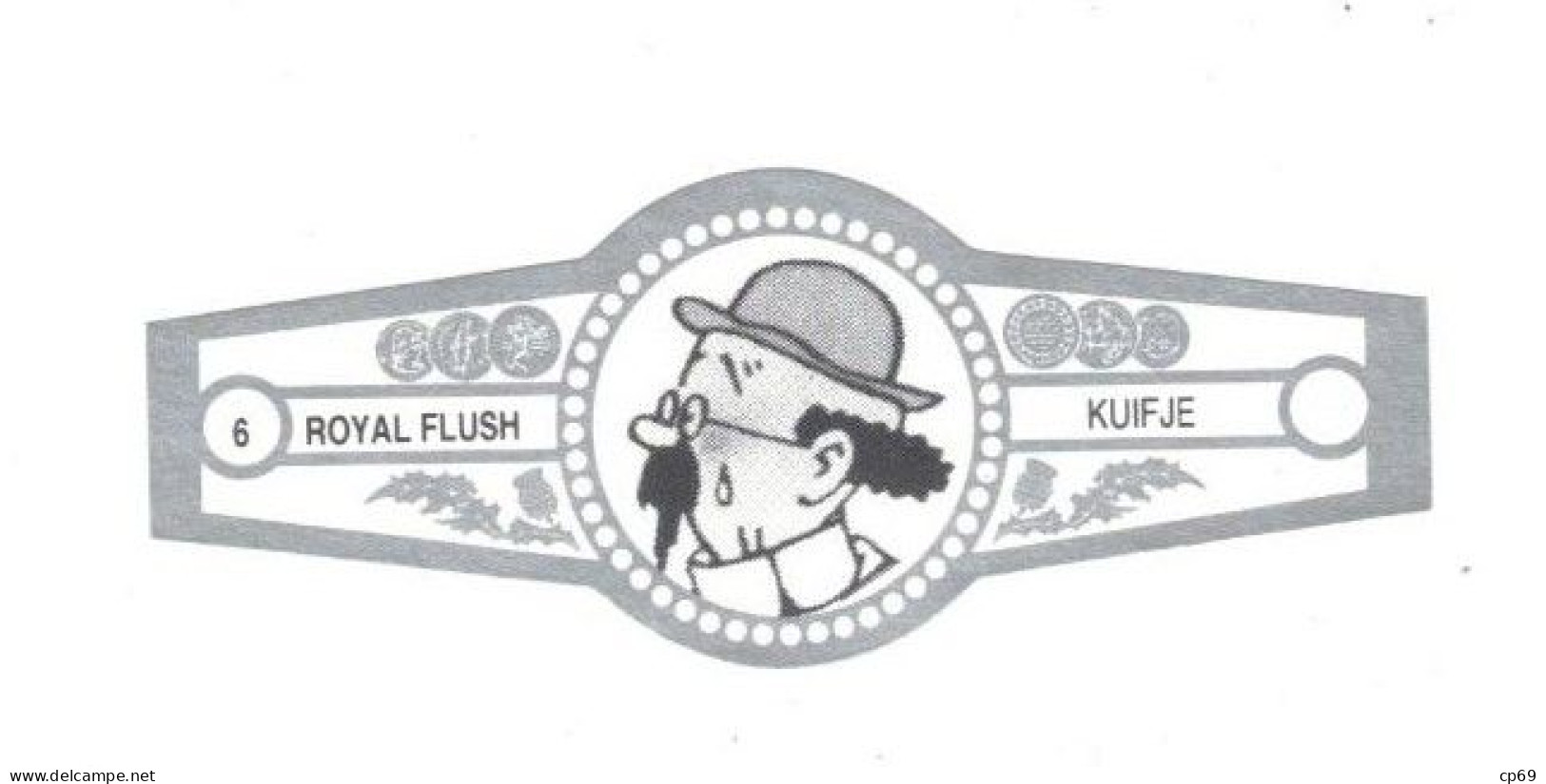 6) Bague De Cigare Série Tintin Blanche Grise Royal Flush Kuifje Professeur Tournesol En Superbe.Etat - Advertisement