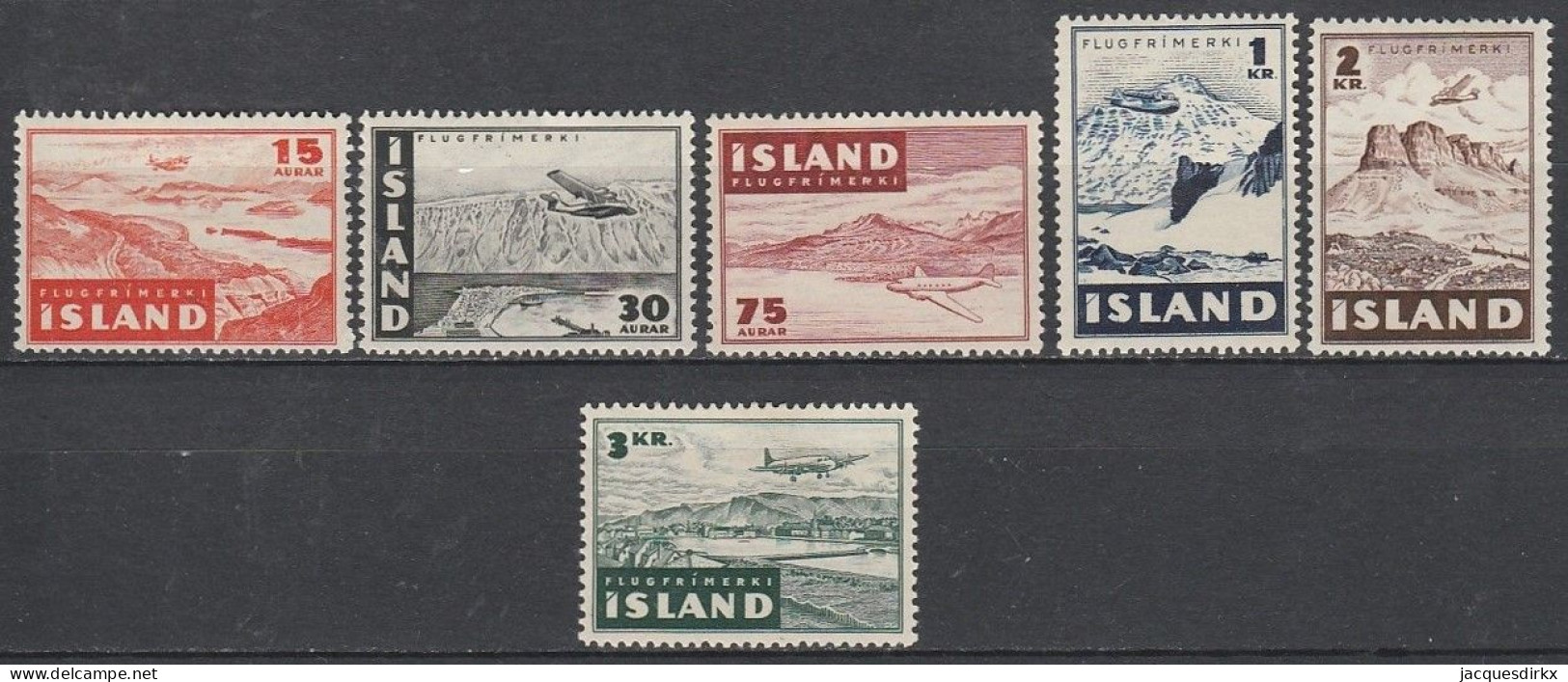 Iceland      .       Yvert    .      Airmail   21/26    .     *      .      Mint-hinged - Airmail